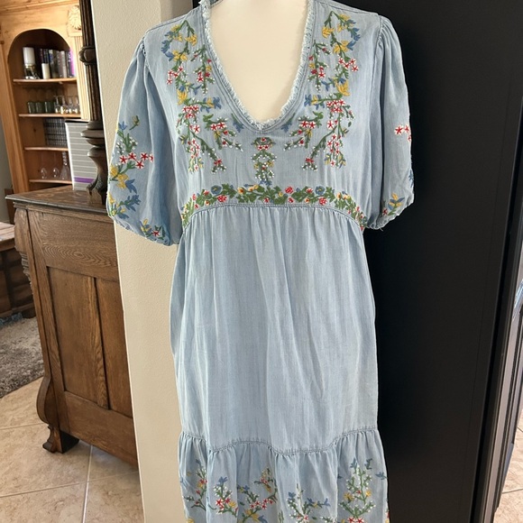 Reba Embroidered Blue Dress - Picture 2 of 8